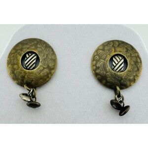 Vintage Marjorie Baer SF Mixed Metal Post Earrings Artisan Modernist Brutalist